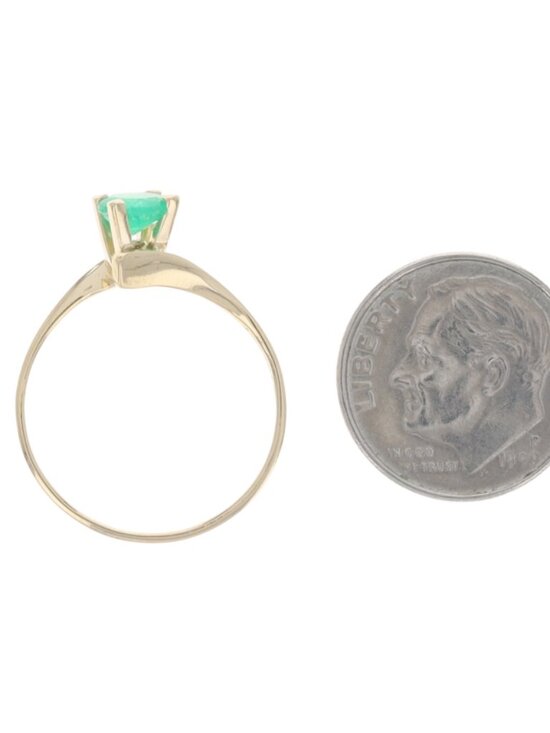 YELLOW DIAMOND & EMERALD HEART BYPASS RING Yellow Gold Emerald Solitaire Bypass Ring - 18k Round .60ct